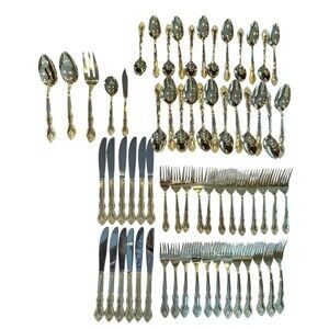 International Silver Vintage San Marcos Gold Electroplate over SS Flatware 65 pc
